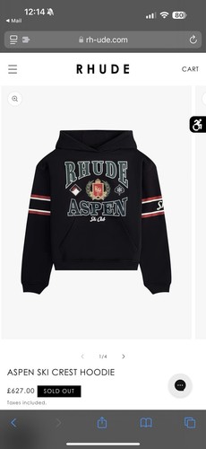 Felpa con cappuccio sci Rhude Aspen rara pullover nuova con etichette 100% autentica