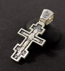Cross Pendant 925 Silver Jesus Christ Crucifix Christian Orthodox Pendant Solid - Picture 1 of 8