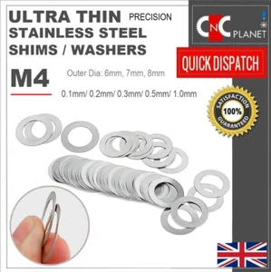M4 Ultra Thin Washers Shims Spacer Flat Precision Gasket Stainless Steel Din 988 - Picture 1 of 3