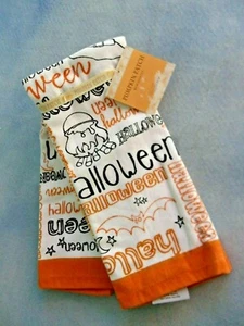 PumpKin Patch By Kassatex Set Of 2 Kitchen Towels Halloween Fall 28" x 18" New - Picture 1 of 3