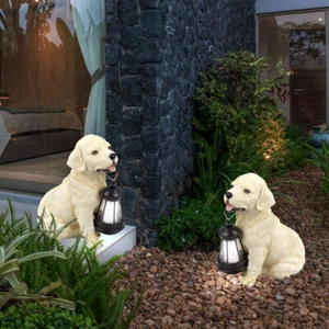 Solarleuchte Solarlampe Außenleuchte Gartenlampe Akku IP44 Hund Laterne LED 2er - Bild 1 von 8