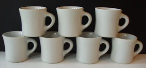 7 Vintage Heavy Pottery White Restaurant Ware Coffee Mugs Shenango China w/Logo - Picture 1 of 5
