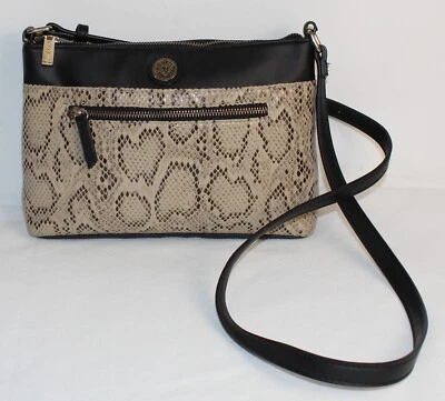 Bolso Bandolera Cartera Anne Klein Estampado Animal Serpiente Cuero Sintético Negro Foto 1 de 4