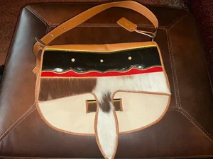 VINTAGE 1980’s MARIO HERNANDEZ LEATHER PONY HAIR & FABRIC PURSE HOBO - Picture 1 of 13