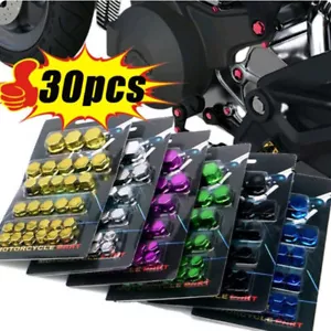 30X Motorcycle Screw Nut Bolt Caps Cover Accessories For Yamaha Kawasaki Honda - Picture 1 of 19