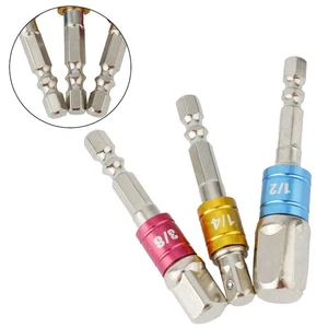 3Pcs Hex Drill Bit Socket Adapter 1/4" 3/8" 1/2" Electric Driver Replacement Set - Picture 1 of 12