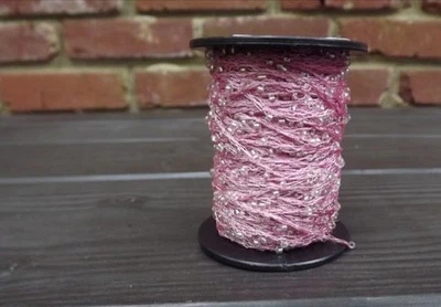 Lucci Novelty yarn, 1 spool 50 gr. 110 yards each, dusty pink, silver beads - Image 1 of 2