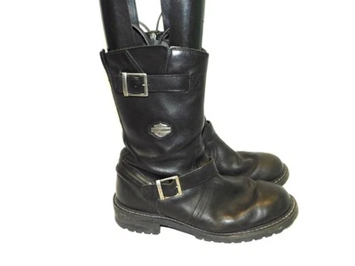 Botas de motocicleta Harley Davidson 10.5 para hombre negras Stahl cuero cremallera lateral media pantorrilla Foto 1 de 4