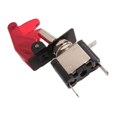 12V20A SPST Automotive Car Boat Toggle Switch with LED OnOFF and Red Lid - Image 1 of 4