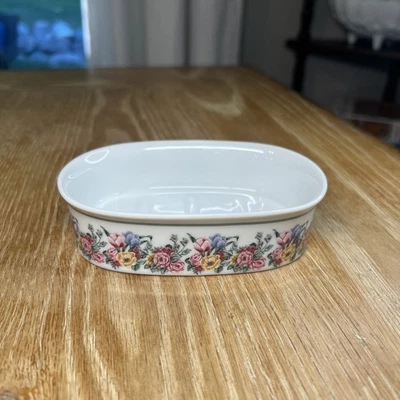 Vintage Floral Festival by Bill Blass Porcelain Soap Dish Japan 1988 Oval Floral - Image 1 of 4