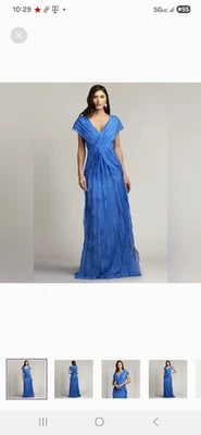 Tadashi Shoji Cadet Blue Tipton Tiered Chifon Gown Size 4 — 第 1/4 张图片