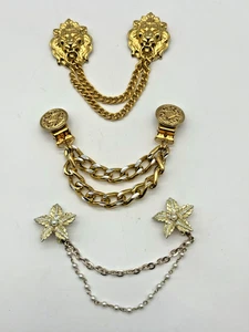 Lote (3) Clip Protector Suéter De Colección Chatelaine, Llamador Puerta Cabeza De León, Flor - Imagen 1 de 14