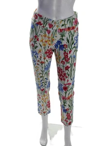 J. Mclaughlin Womens Elastic Waistband Pleated Floral Pants White Size 4 - Picture 1 of 6