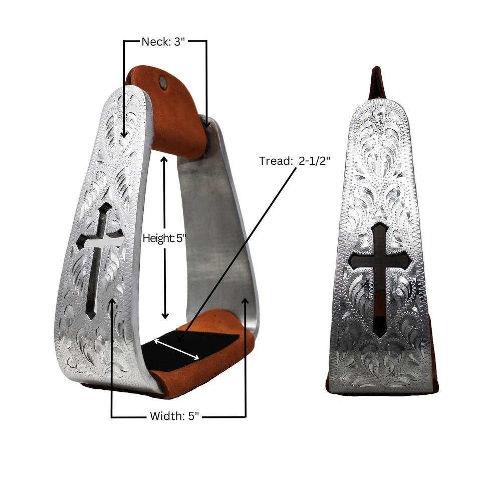 Стремена для седла лошади вестерн легкие алюминиевые с гравировкой крест-накрест 51211 - Изображение 1 из 1