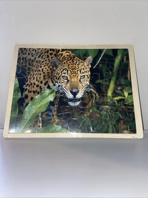 Leopard Wooden Jigsaw Puzzle 25pc STEM Learning 11x8.5 inches - Image 1 of 4