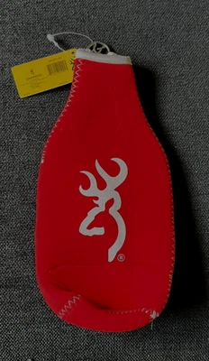 Browning Rojo con Blanco Buckmark Botella Koozie/Enfriador Neopreno con Cremallera Nuevo con Etiquetas Foto 1 de 3