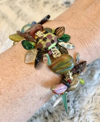 "Pulsera súper divertida de cáñamo de vidrio trenzado y arcilla con cuentas de 7,5""" Foto 1 de 4