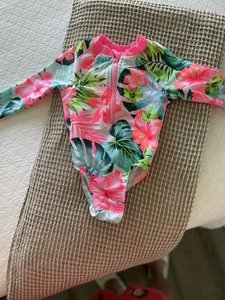 Badeanzug Mädchen 18 Monate Wonder Nation Rosa Reißverschluss Blumen Preowne - Bild 1 von 5