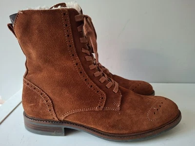 Clarks Damas Marrón Gamuza Imitación Cordones Cremallera Lateral Brogue Estilo Botas Talla UK 7 - Imagen 1 de 4