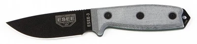 Cuchillo de hoja fija ESEE 3PM negro 1095 acero al carbono gris G10 Foto 1 de 2