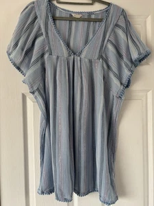 Monsoon Blue Striped Sleeveless Summer/beach Top Size M - Picture 1 of 7