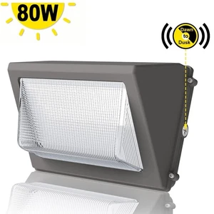 80W 100-277V Outdoor LED Wall Pack Light Warehouse Yard Commercial Security Lamp - Picture 1 of 14
