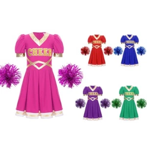 Kids Girls Cheerleading Dance Set Basketball Competition Cheerleading Dress - Picture 1 of 41