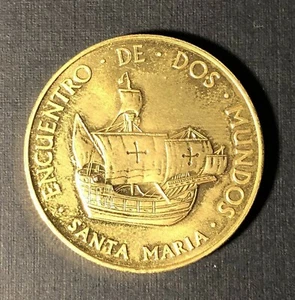 Medaglia Incontro dei Due Mondi Santa Maria Qvinto Centenario 1992 500 anni - Foto 1 di 2