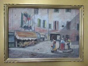 Oil circa 1880 Venice women well listed William J. Niles C 1888 signed board - Picture 1 of 7