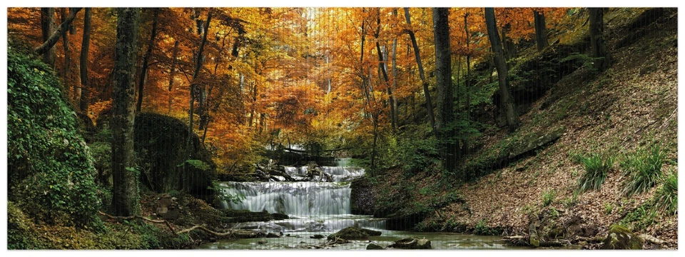 Wallario Duschmatte Bad Teppich Vorleger Kleiner Bach Steine Herbstwald Katarakt - Bild 1 von 1