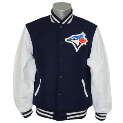 Toronto Blue Jays MLB Mitchell & Ness Authentic Wool Leather Varsity Jacket Men - Image 1 of 2