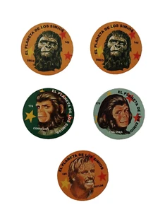 The Planet of the Apes Disc Card Set of 5 Rare Argentina Figuritas in Spanish - Picture 1 of 7