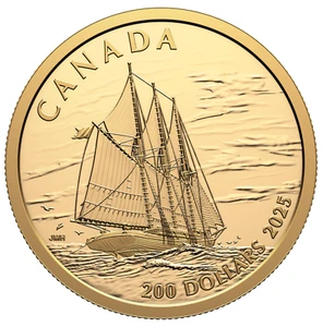 2025 Canada $200 Tall Ships: Three Masted Schooner - Pure Gold Coin - Picture 1 of 5