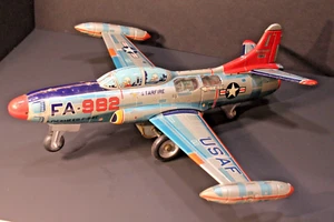 STARFIRE FA-982 1950s TOY JET PLANE TIN FRICTION 16 3/4" FUSELAGE, WINGSPAN 18" - Picture 1 of 24