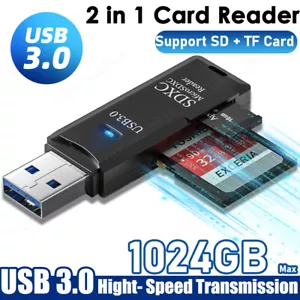 USB 3.0 High Speed Card Reader Adapter for Micro SD SDXC TF T-Flash Memory Card - Picture 1 of 9