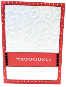 CONGRATULATIONS Greeting Card - Swirls and Dots RED - Handmade A2 Size - Picture 1 of 2