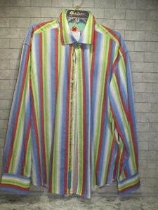 Neu 2XL Robert Graham Herren Hemd Mehrfarbig Streifen Flip Cuff XXL Langarm - Bild 1 von 10