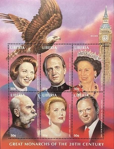 LIBERIA MONARCHS STAMPS SHEET 1998 MNH QUEEN ELIZABETH II PRINCESS GRACE ROYALTY - Picture 1 of 1