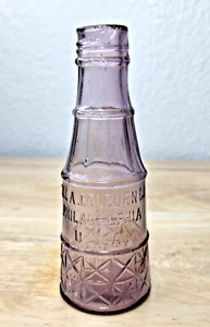 Antique Early 1900s Amethyst Glass Large Spice Bottle A COLBURN CO PHILADELPHIA - Picture 1 of 11