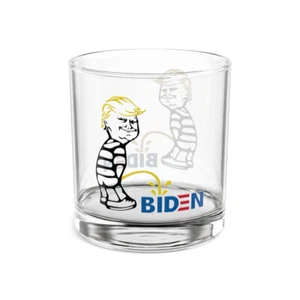 Trump Pissing on Biden President Donald J Trump Peeing Rocks Glass, 10oz - Picture 1 of 5