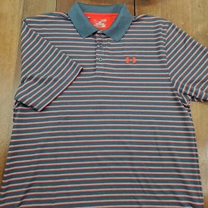 Under Armour Loose Heat Gear Golf Polo Shirt Men’s Size XL Gray Stripe - Picture 1 of 13