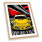 Porsche Car City Yellow FRAMED ART PRINT Picture Portrait Artwork