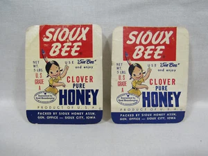 Vintage SIOUX TRIFOGLIO APE PURO MIELE Etichette Native Sioux City IOWA - Foto 1 di 4
