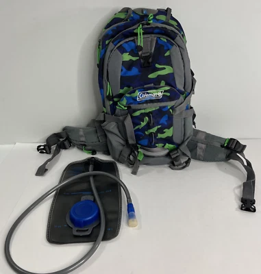 Mochila de Senderismo Coleman Niños Gris Azul Camuflaje con Bolsa de Hidratación Foto 1 de 4