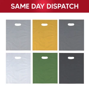 Colorful Plastic Patch Handle Carrier Bags for Shopping & Cloths 15 x 18 x 3 in - Picture 1 of 37