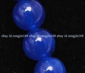 Cuentas de gemas sueltas redondas de jade azul genuino de 8 mm para marcado de joyas - Imagen 1 de 12