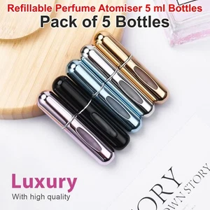 5 x Perfume Atomiser Refillable Mini Travel Spray Empty Bottles 5 ML Portable UK - Picture 1 of 9