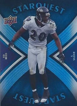 2008 Upper Deck #SQ12 Ed Reed StarQuest Rainbow Blue NM - Image 1 of 2