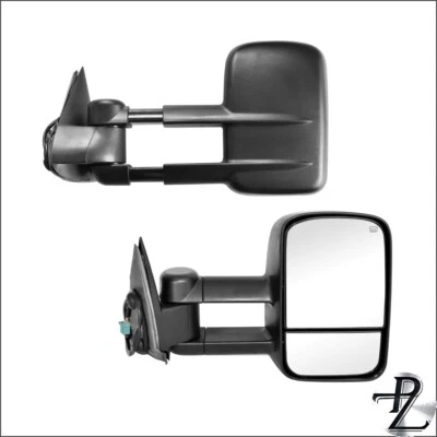 Espejos retrovisores de remolque para 02-07 SILVERADO SIERRA, CALEFACCIÓN ELÉCTRICA, SIN SEÑAL, NEGRO (PAR) Foto 1 de 4
