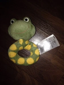 H&M Greifling Rassel Klapper Kopf Grün Orange Gelb Punkte Frosch Frog Plüschtier - Picture 1 of 3
